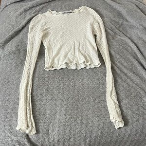 Zara cream colored long sleeve crop top size small